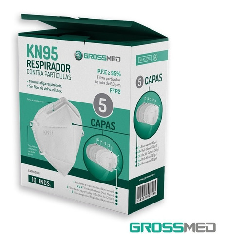 Respirador Contra Partículas Kn95 Grossmed - Blanco