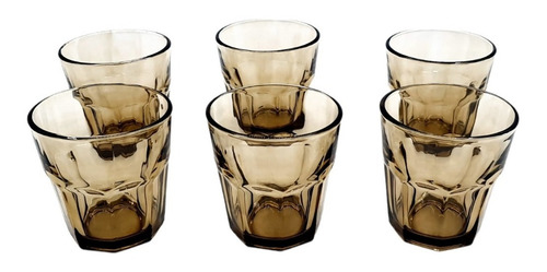 Set Vasos Whisky 6 Pcs Vidrio 8x9cm Marron 200ml
