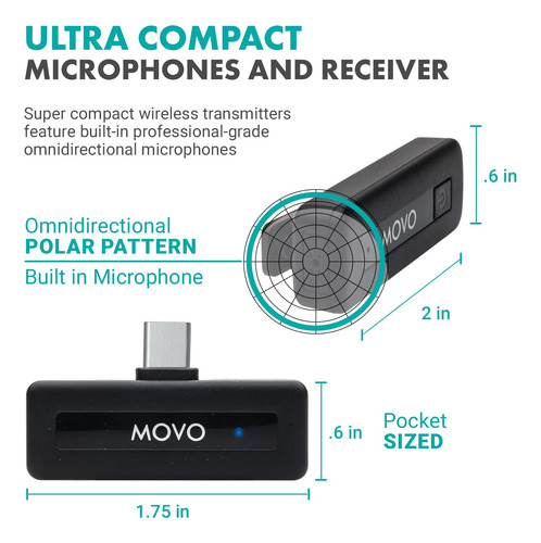 Micrófono Inalámbrico Movo Wireless Mini Uc Duo Para Android