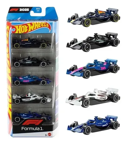 Pack 5 Carrinhos 1:64 Formula 1 Hot Wheels