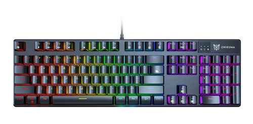Imagen 2 de 2 de Teclado gamer Onikuma G27 QWERTY español España color black con luz de 7 colores
