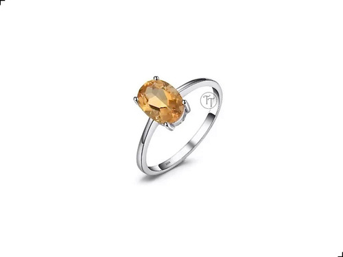 Anillo Citrino Natural 1.1 Ct Plata Esterlina 925