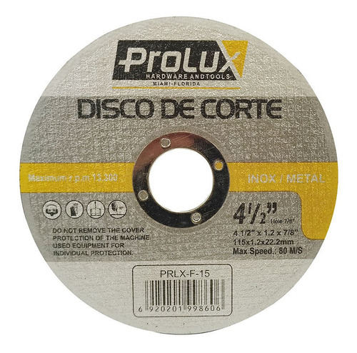Disco Para Corte De Metal 4 ½´ 1.6mm