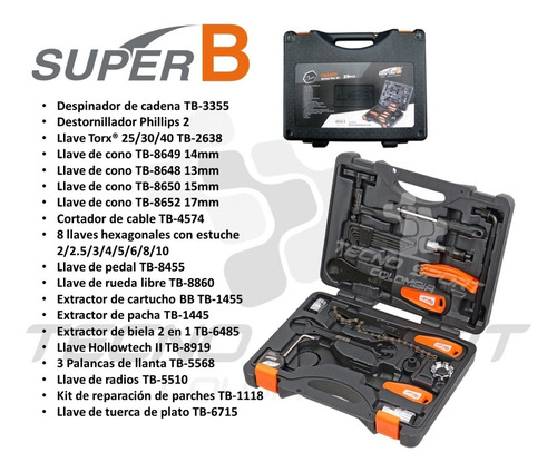Imagen 4 de 9 de Herramienta Bicicleta Super B Maletin Profesional Tba800 29p