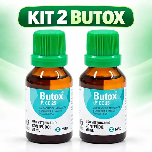 Kit 2 Butox 20ml Carrapatos Pulga Mosquito Sarna Berne