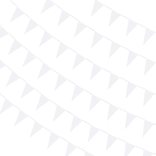 150 Pcs Bandera De Banderín Blanco Sólido Cadena De Banderas