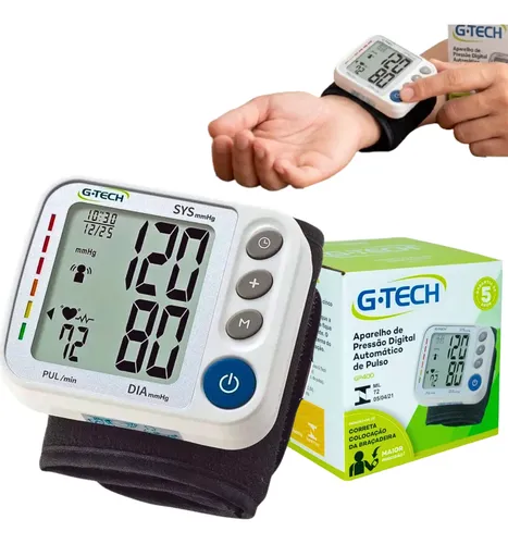 Aparelho Medidor de Pressão Arterial Digital Pulso Branco Doméstico Uso Residencial Pressão Arterial Braço Bracadeira Manguito Ajustável - Medir Pressao Aferidor P/ Adultos Ou Crianças - Marca Bahrein - Miniatura 2