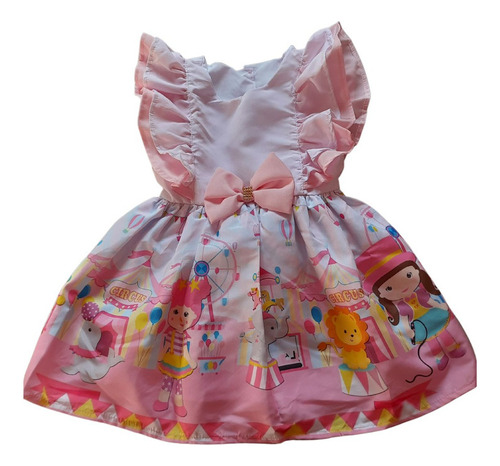 Vestido Luxinho Babado Circo Rosa