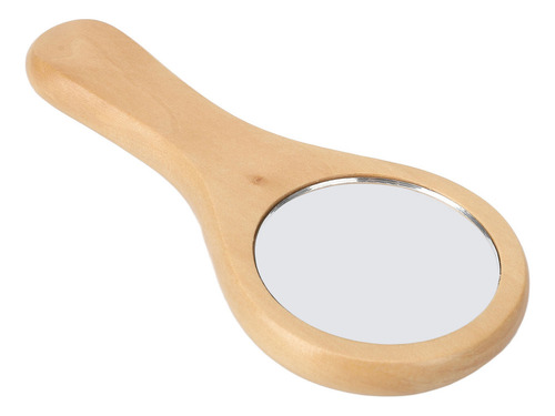 H Espejo De Maquillaje Con Mango De Madera, Redondo,