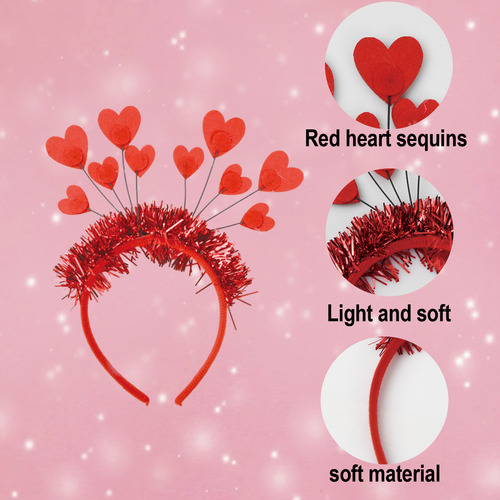 Diadema Con Purpurina En Forma De Corazón, Lentejuelas, Deco
