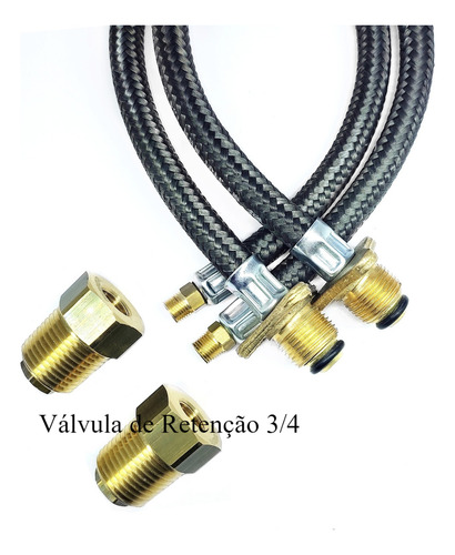 Kit Mangueiras 1,00m P/ Botijão P45+válvula Retenção 3/4