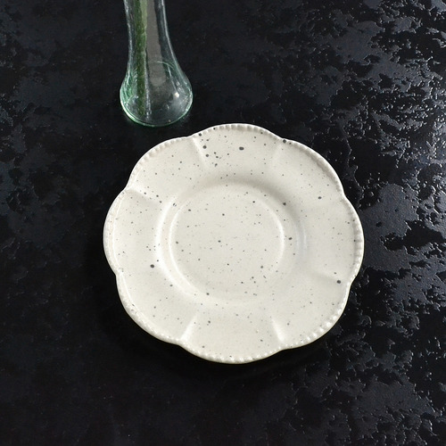 Plato Cerámica Flor Opaco Crema Relieve Café Té Pl Deco