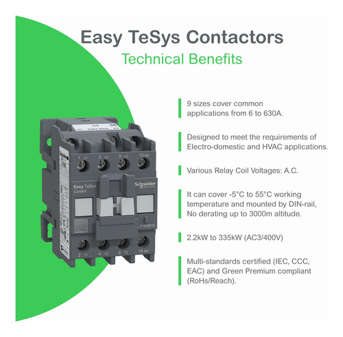 Contactor De Fza 9 A/25 A 220vac Easypact Lc1e0910m6
