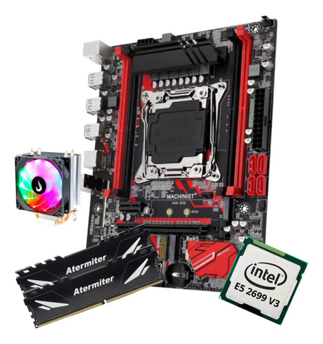 Kit Gamer Placa Mãe X99 Red Intel Xeon E5 2699 V3 64gb Coole