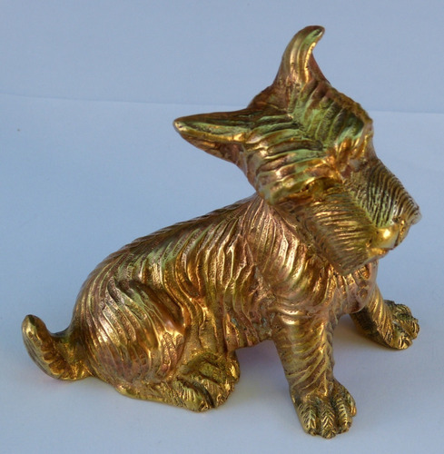 Antigua Figura De Bronce Perro Scottish Terrier Pesa 1,6 Kg