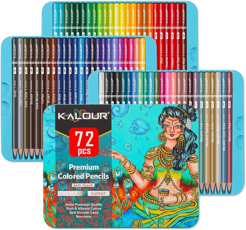 Set 72 Lápices Dibujo Colores Y Estuche Profesional Artista