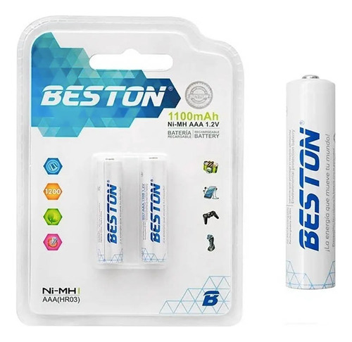 Batería Recargable Beston Aaa 2 Unidades 1.100 Mah