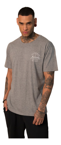 Remera Masculina Hombre Bardo Moto Estampada Gris 