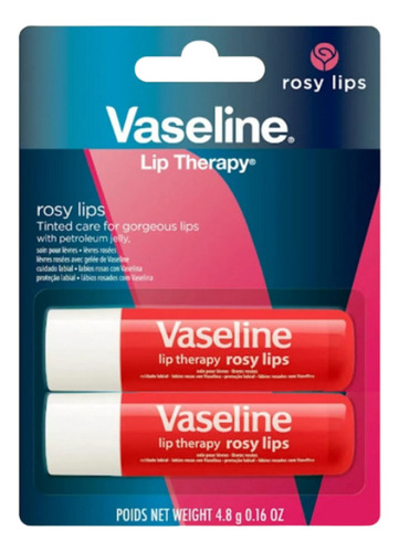 Balsamo Labial Vaseline Lip Therapy Rosy Lips Pack X 2uds