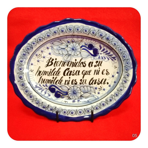 Imagen 1 de 2 de Platón Placa Talavera Poblana C/frase Decorativa Gde. 04 Plc