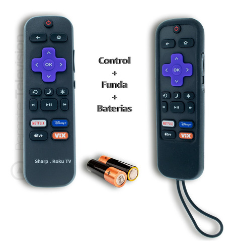 Control Remoto Sharp Con Roku Tv Original + Funda + Pila 
