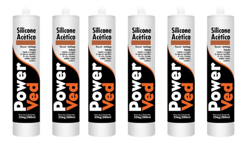 Silicone Acético Vedação Power 280 Ml Cor Bronze Kit Caixa