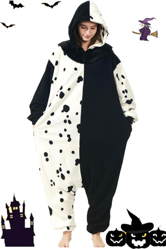 Homwerront Disfraz De Cruella Deville Mujer Mono Dálmata Con