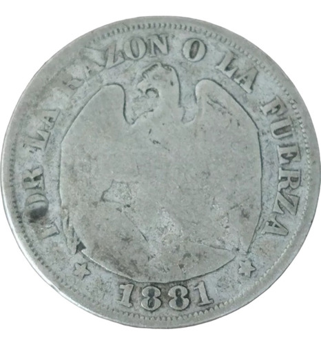Moneda De 20 Centavos De 1881 Plata Chile