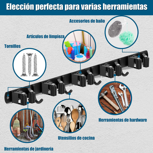 Perchero For Escobas, Colgador For Escobas Y Trapeadores