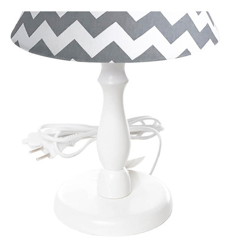Abajur Chevron Cinza Moderno Madeira Quarto Bebê Infantil Cor da estrutura Branco