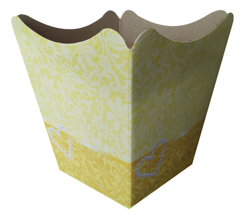 Imagem 1 de 1 de 10 Cachepô Grande De Papel Pote 15 Estampado Renda Amarelo