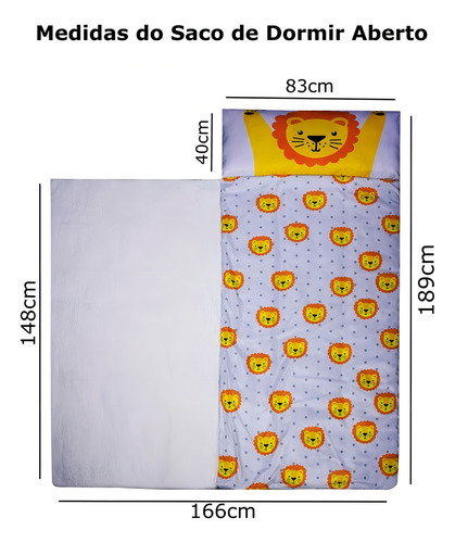 Saco de dormir individual para niños con cremallera para acampar Lion Safari Color
