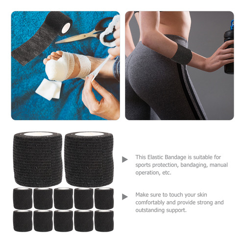Cinta Venda Elástica Cohesiva Autoadherible 4.5m* 5cm 12pcs Negro