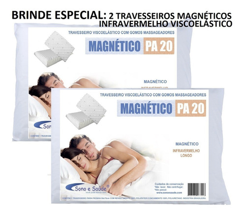 Colchão Magnético Casal Bio Massageador Cromo + Pillow Visco
