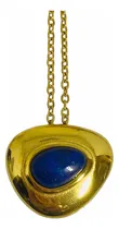 Comprar Collar Acero Bañado En Oro Lapislazuli Cabujon Natural