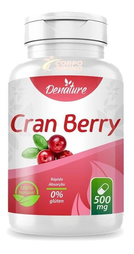 Suplemento Cran Berry 500mg 100 Cápsulas Denature Vitaminas Naturais Sabor Natural Em Pote De 100ml Un