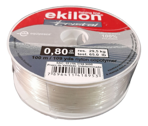 Nylon P/pesca 0.80mmx100mts Transparente Ekilon