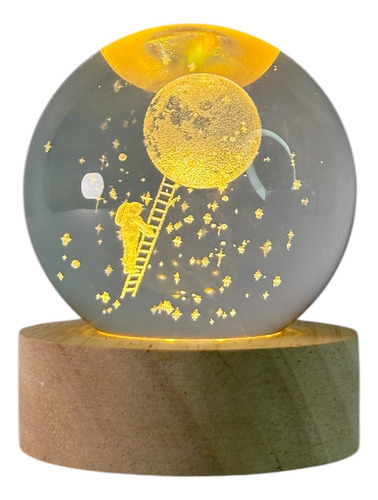 Esfera Cristal 3d Lampara De Noche Led Luna Con Astronauta