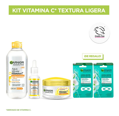 Kit Rutina Vitamina C Textura Ligera + Mascarillas De Regalo