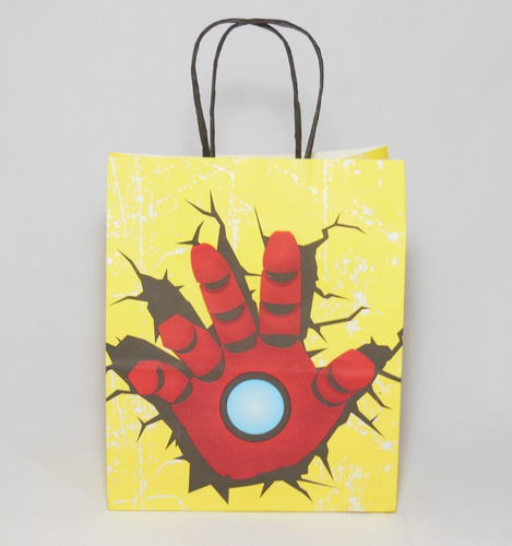 Imagem 1 de 2 de Sacola De Papel Kraft 18 X 8 X 22cm Homem Ferro 10 Unidades