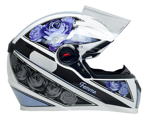 Capacete Fechado Para Moto Narigueira Gt Femme Branco Lilas Tamanho do capacete 60