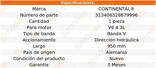 Banda 950 Mm Acc G2500 V6 4.3l 85/86 Dirección Hidráulica
