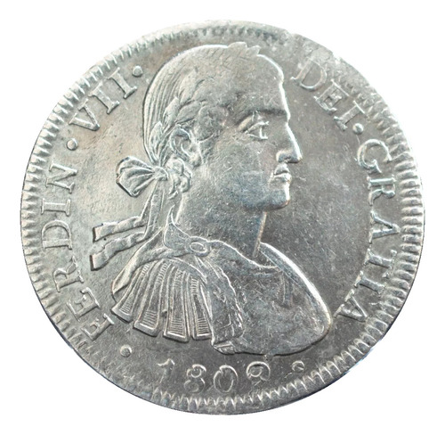 Moneda 8 Reales Plata Epoca Colonial 1809 Fernando Vll