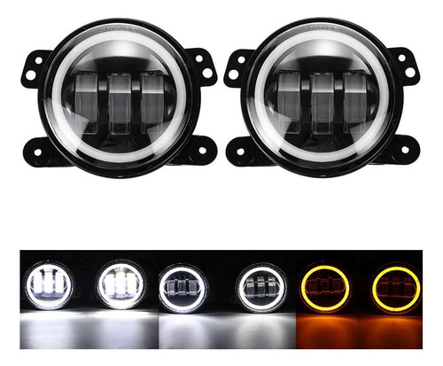 1 Par 4in Faros De Niebla Led Ojos Ángel Para Wrangler Jeep