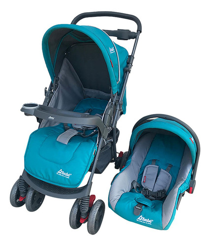 Set Carriola D'bebé Travel System Star Baby De 0 A 36 Meses Color Verde Color Del Chasis Gris