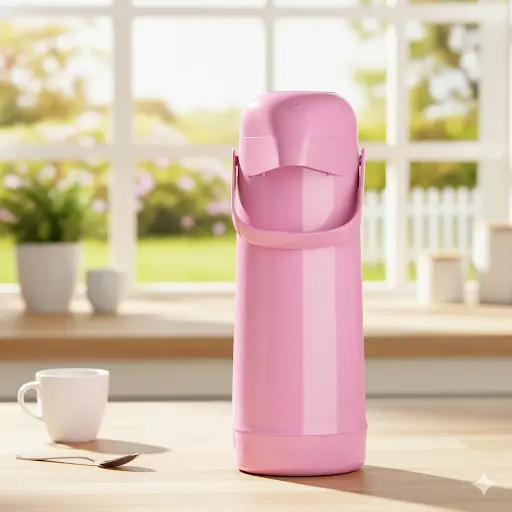 Garrafa Termica Café, Chá E Bebidas Magic Pump Rosa Bale 1l Termolar Até 12h Quente Design Moderno Botão De Pressão Jato Forte