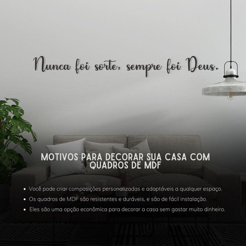 Placa Decorativa Nunca Foi Sorte, Sempre Foi Deus Em Mdf