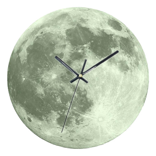 Reloj De Pared Gris Luminoso Con Forma De Luna, Silencioso,