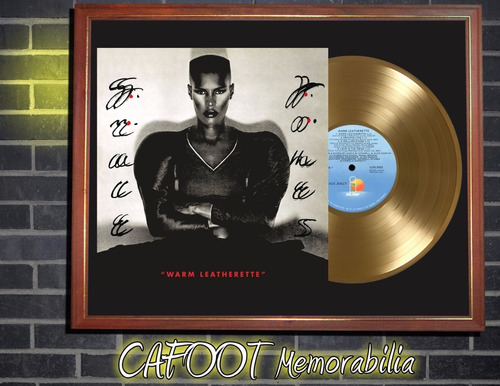 Grace Jones Warm Leatherette Tapa Lp Y Disco Oro Enmarcados