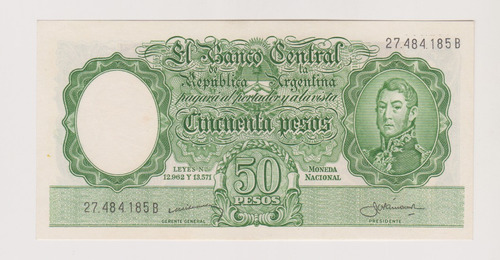 Billete Argentina 50 $ Bottero 1996 Año 1959 Excelente ++